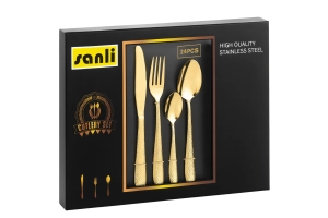 Հավաքածու դանակ պատառաքաղի 24հ Sanli ոսկեգույն նախշ C-9026