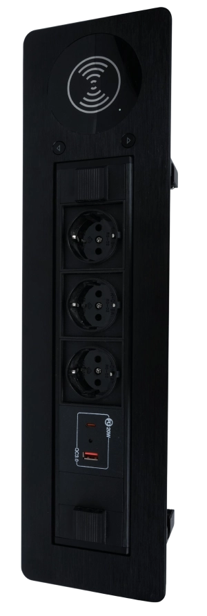 Վարդակ հատակի ներկառուցվող 3 տեղ USB\TBS լիցքավորիչ սև A239-14